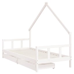 vidaXL Kinderbedframe met lades 90x200 cm massief grenenhout wit