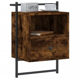 vidaXL Nachtkastje wandgemonteerd 40x30x61 cm hout gerookt eikenkleur