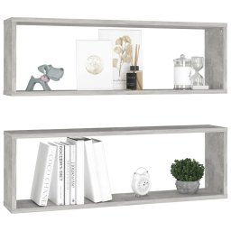 vidaXL Wandschappen kubus 2 st 80x15x26,5 cm bewerkt hout betongrijs