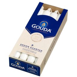 Gouda Kroonkaarsen Satijn Wit 240/24