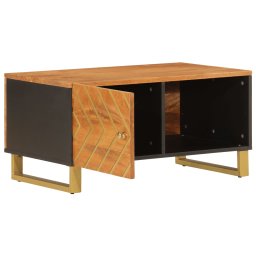 vidaXL Salontafel 80x50x40 cm massief mangohout bruin en zwart