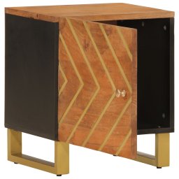 vidaXL Nachtkastje massief mangohout bruin en zwart