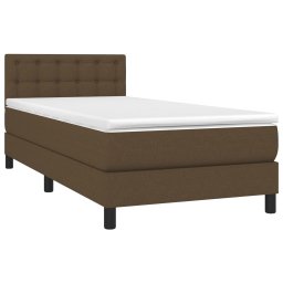 vidaXL Boxspring met matras stof donkerbruin 80x200 cm