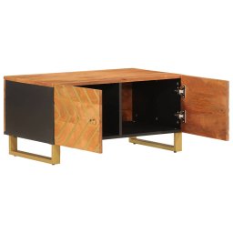 vidaXL Salontafel 80x50x40 cm massief mangohout bruin en zwart