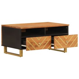 vidaXL Salontafel 80x54x40 cm massief mangohout bruin en zwart