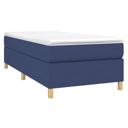 vidaXL Boxspring met matras stof blauw 90x200 cm