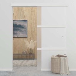 vidaXL Schuifdeur 90x212 cm ESG-glas en aluminium zilverkleurig