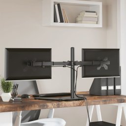 vidaXL Monitorstandaard dubbel VESA 75/100 mm staal zwart