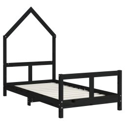 vidaXL Kinderbedframe 80x160 cm massief grenenhout zwart