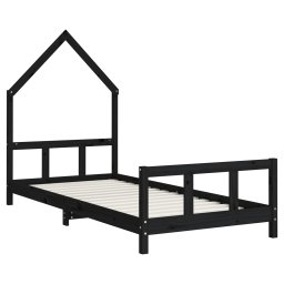 vidaXL Kinderbedframe 90x200 cm massief grenenhout zwart