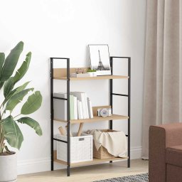 vidaXL Boekenkast 3 schappen 60x27,6x90,5 cm bewerkt hout eikenkleurig