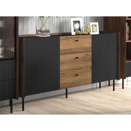 Dressoir PRESTIGIA 2 deuren 3 lades zwart/warmia noten