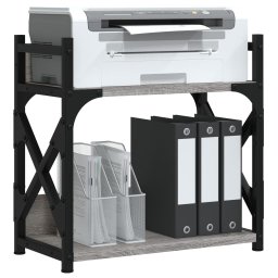 vidaXL Printerstandaard 2-laags 40x20x40 cm bewerkt hout grijs sonoma
