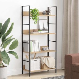 vidaXL Boekenkast 4 schappen 60x27,6x124,5 cm bewerkt hout eikenkleur