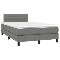 vidaXL Boxspring met matras en LED stof donkergrijs 120x200 cm