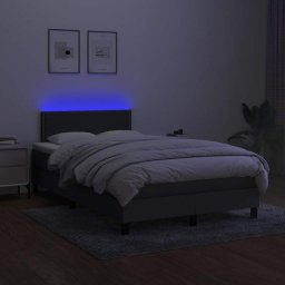 vidaXL Boxspring met matras en LED stof donkergrijs 120x200 cm