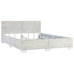 vidaXL Bedframe natuurlijk rattan grijs 140x200 cm