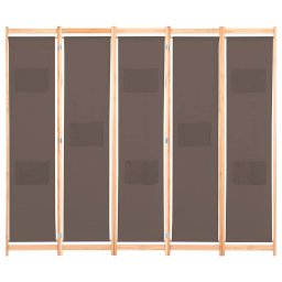 vidaXL Kamerscherm met 5 panelen 200x170x4 cm stof bruin