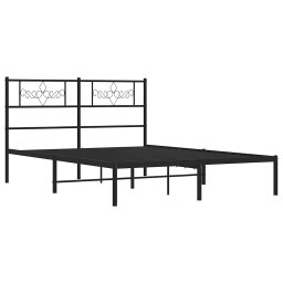 vidaXL Bedframe met hoofdbord metaal zwart 135x190 cm