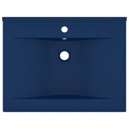 vidaXL Wastafel met kraangat 60x46 cm keramiek mat donkerblauw