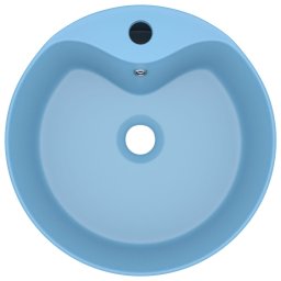 vidaXL Wastafel met overloop 36x13 cm keramiek mat lichtblauw