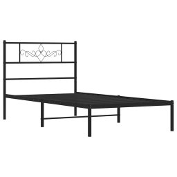 vidaXL Bedframe met hoofdbord metaal zwart 100x190 cm