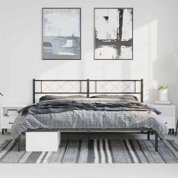 vidaXL Bedframe met hoofdbord metaal zwart 183x213 cm