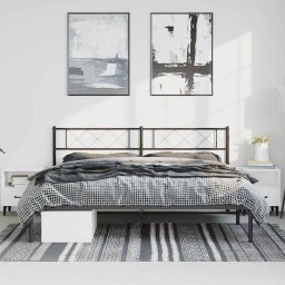 vidaXL Bedframe met hoofdbord metaal zwart 193x203 cm