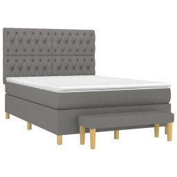 vidaXL Boxspring met matras stof donkergrijs 140x190 cm