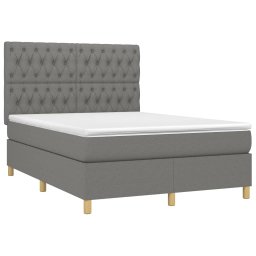 vidaXL Boxspring met matras stof donkergrijs 140x200 cm