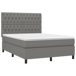 vidaXL Boxspring met matras stof donkergrijs 140x190 cm