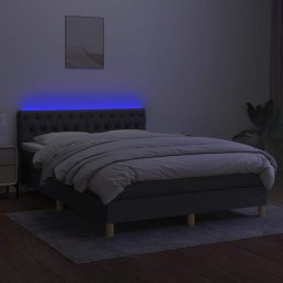 vidaXL Boxspring met matras en LED stof donkergrijs 140x190 cm