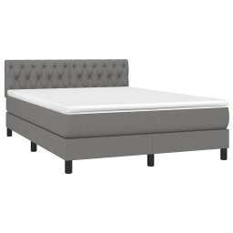 vidaXL Boxspring met matras en LED stof donkergrijs 140x200 cm