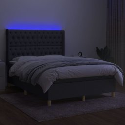 vidaXL Boxspring met matras en LED stof donkergrijs 140x190 cm