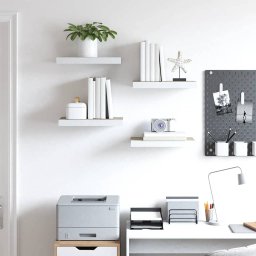 vidaXL Wandschappen zwevend 4 st 40x23,5x3,8 cm MDF eikenkleurig en wit