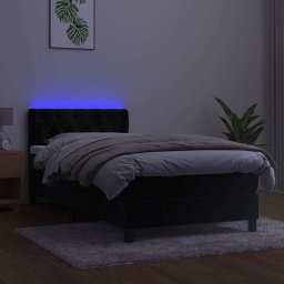 vidaXL Boxspring met matras en LED fluweel zwart 80x200 cm
