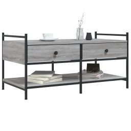 vidaXL Salontafel 99x50x50 cm bewerkt hout grijs sonoma eikenkleurig