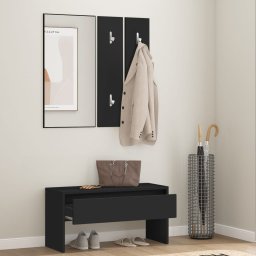 vidaXL Garderobe set bewerkt hout zwart