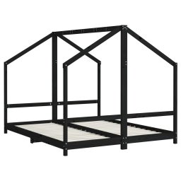 vidaXL Kinderbedframe 2x(80x200) cm massief grenenhout zwart
