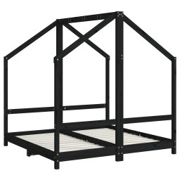 vidaXL Kinderbedframe 2x(70x140) cm massief grenenhout zwart