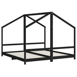 vidaXL Kinderbedframe 2x(90x190) cm massief grenenhout zwart