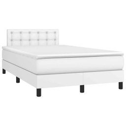 vidaXL Boxspring met matras en LED kunstleer wit 120x200 cm