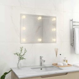 vidaXL Wandspiegel zonder lijst met LED-lampen rechthoekig glas