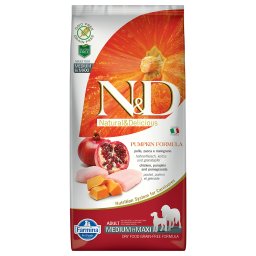 12kg Adult Medium & Maxi Kip/Pompoen/Granaatappel Farmina N&D Hondenvoer Graanvrij