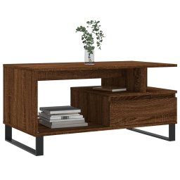 vidaXL Salontafel 90x49x45 cm bewerkt hout bruineiken