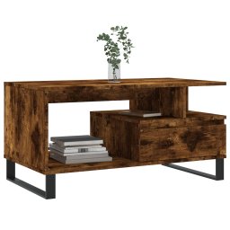 vidaXL Salontafel 90x49x45 cm bewerkt hout gerookt eikenkleurig