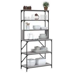 vidaXL Bakkersrek 6-laags 90x40x180 cm bewerkt hout grijs sonoma eiken