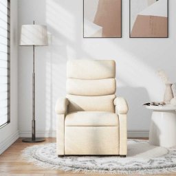 vidaXL Fauteuil verstelbaar stof crèmekleurig