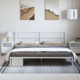 vidaXL Bedframe met hoofdbord metaal wit 193x203 cm