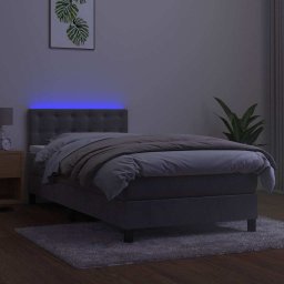vidaXL Boxspring met matras en LED fluweel lichtgrijs 80x200 cm